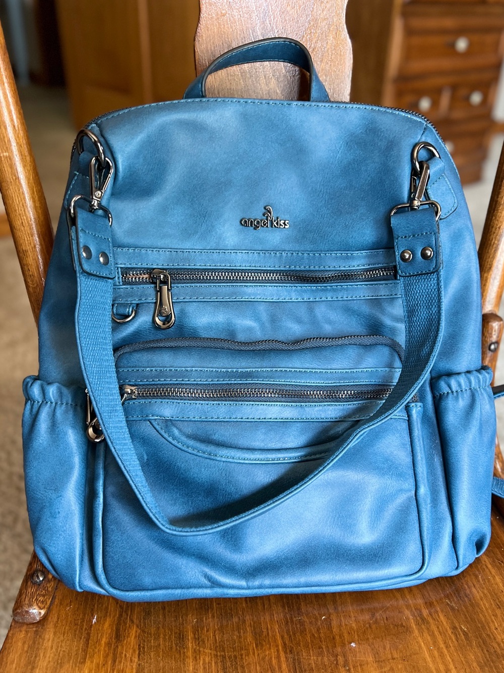 Angel Kiss Blue Convertible Women’s Backpack Purse